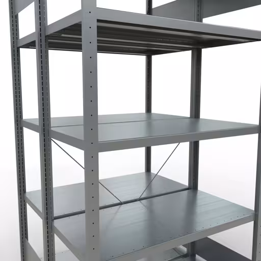 Une autre vue de l'article étagère de base, étagère double, étagère système enfichable MULTIplus250, 2000 x 1000 x (2x500) mm, 2x5 étagères, traverse, galvanisée de la catégorie étagères