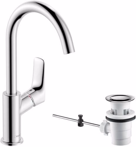 Hansgrohe LOGIS 210 Miscelatore monocomando per lavabo con bocca girevole da 15 mm di diametro e scarico a scomparsa G 1 1/4" cromo
