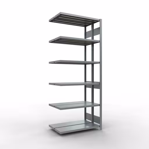 Scaffale aggiuntivo, scaffale doppio, sistema di scaffali MULTIplus250, 2500 x 1000 x (2x300) mm (AxLxP), 2x6 ripiani, barre longitudinali, zincato di Schulte Lagertechnik Scaffale aggiuntivo, scaffale doppio, sistema di scaffali MULTIplus250, 2500 x 1000 x (2x300) mm (AxLxP), 2x6 ripiani, barre longitudinali, zincato, ripiani doppi, articolo n. 17936
