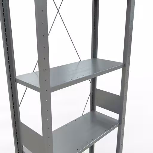 Un'altra vista dell'articolo Scaffale base, scaffale, sistema a innesto MULTIplus150, 3000 x 750 x 300 mm (AxLxP), 7 ripiani, traversa, zincato dalla categoria Sistema a innesto