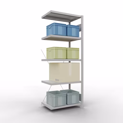 Figura n. 15 dell'articolo scaffale aggiuntivo, scaffale, sistema a innesto MULTIplus250, 2000 x 750 x 500 mm (AxLxP), 5 ripiani, traversa, RAL 7035 grigio chiaro del gruppo di prodotti sistema a innesto della marca Schulte Lagertechnik