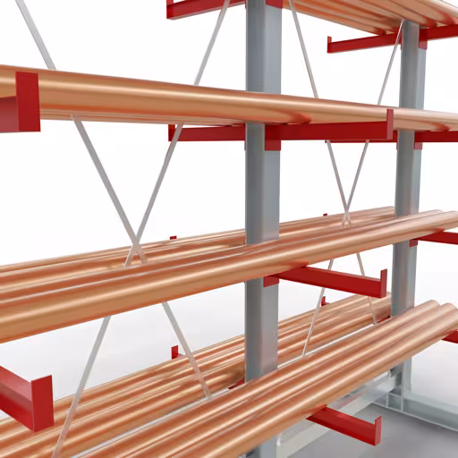 Produktbild Nr 11 des Artikels K 3000 Komplettregal, doppelseitig, 2500 x 2600 x 500 mm, RAL 7001 / RAL 3000, 5 Lagerebenen Abbildung Nr 11 des Artikels K 3000 Komplettregal, doppelseitig, 2500 x 2600 x 500 mm, RAL 7001 / RAL 3000, 5 Lagerebenen aus der Produktgruppe Kragarmregale von der Marke Schulte Lagertechnik