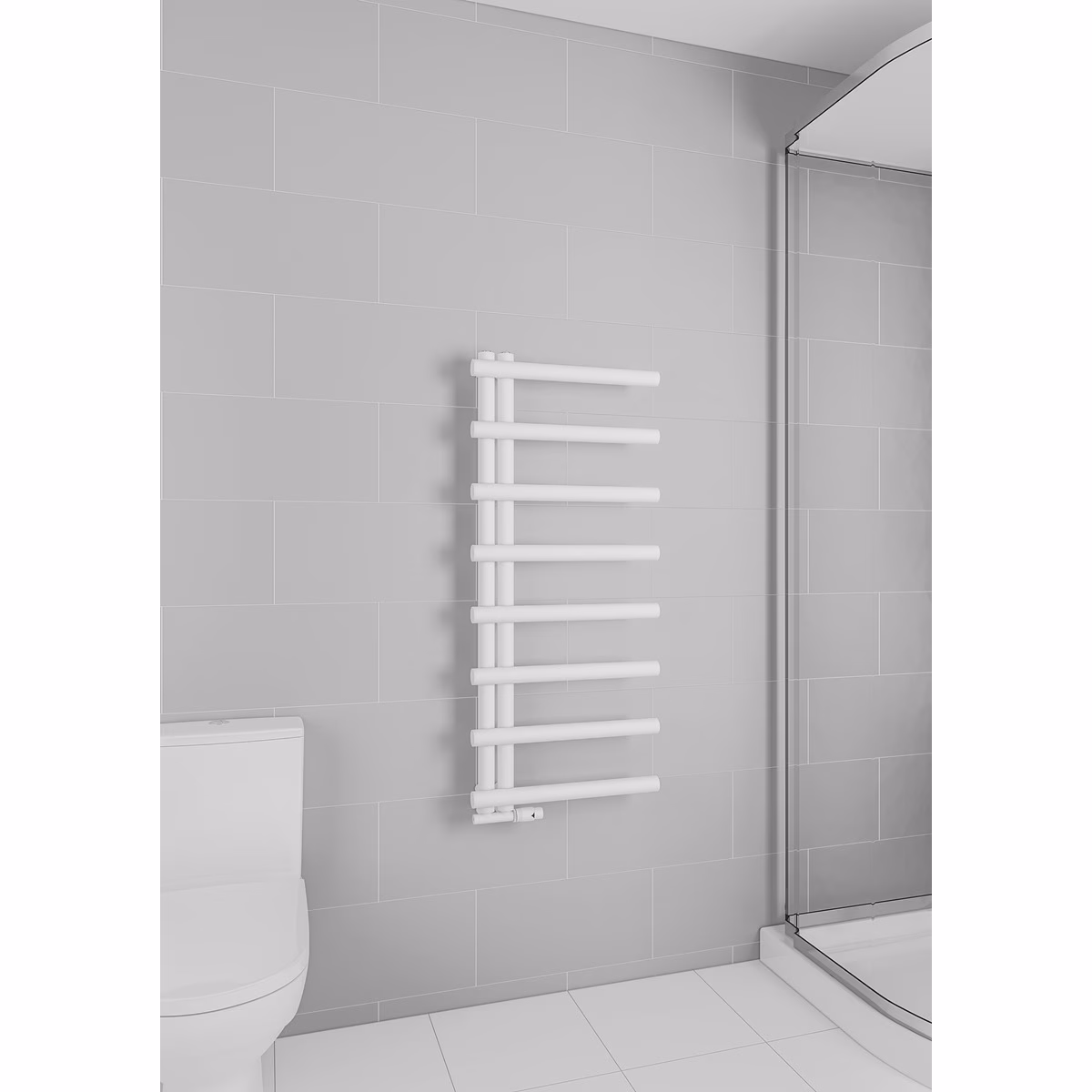 Radiateur de salle de bains Mert Design, modèle Metire, blanc, 500 x 1150 mm, de la marque Mert Radiateur de salle de bains Mert Design, modèle Metire, blanc, de la catégorie radiateurs de salle de bains, raccordement latéral, référence 5-METIRE-50x115-W-M