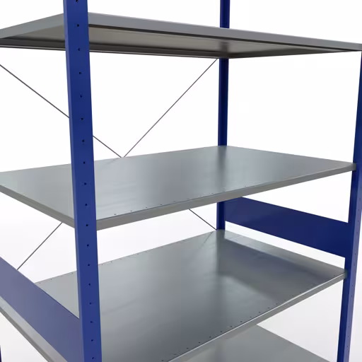 Étagère de base, étagère à étagères, système enfichable MULTIplus150, 3000 x 1300 x 800 mm, 7 étagères, RAL 5010 bleu gentiane/galvanisé de Schulte Lagertechnik avec le numéro d'article. 12782-130-B