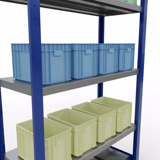 Étagère de base, étagère, système enfichable MULTIplus330, 2000 x 1000 x 400 mm, 5 étagères, RAL 5010 bleu gentiane/galvanisé de Schulte Lagertechnik de la catégorie système enfichable