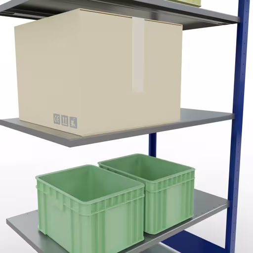 Scaffali aggiuntivi, scaffali, sistema a innesto MULTIplus85, 2000 x 1000 x 600 mm (AxLxP), 5 ripiani, barre longitudinali, RAL 5010 blu genziana di Schulte Lagertechnik della categoria Sistemi a innesto