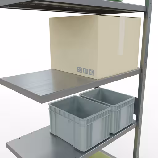 Scaffali aggiuntivi, scaffali, sistema a innesto MULTIplus330, 3000 x 1000 x 500 mm (AxLxP), 7 ripiani, barre longitudinali, zincato di Schulte Lagertechnik della categoria Sistemi a innesto