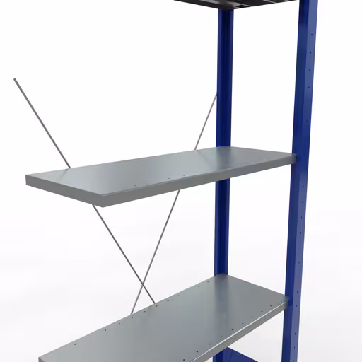 Rayonnage supplémentaire, rayonnage à étagères, système enfichable MULTIplus150, 2000 x 750 x 300 mm, 5 tablettes, traverse, RAL 5010 bleu gentiane/galvanisé/galvanisé avec la référence réf. 12735-75-B , Étagère MULTIplus150 système enfichable, 2000 x 750 x 300 mm, 5 étagères, RAL 5010 bleu gentiane/galvanisé/galvanisé de Schulte Lagertechnik de la catégorie système enfichable