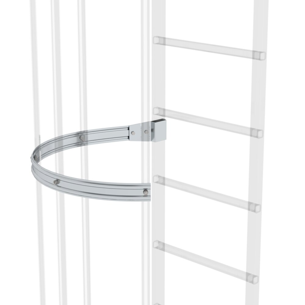 Barre de protection dorsale Munk, sortie latérale, finition naturelle, avec kit de montage Günzburger Steigtechnik Barre de protection dorsale Munk pour sortie latérale, de la catégorie accessoires et pièces détachées pour équipements d'escalade, référence 062237