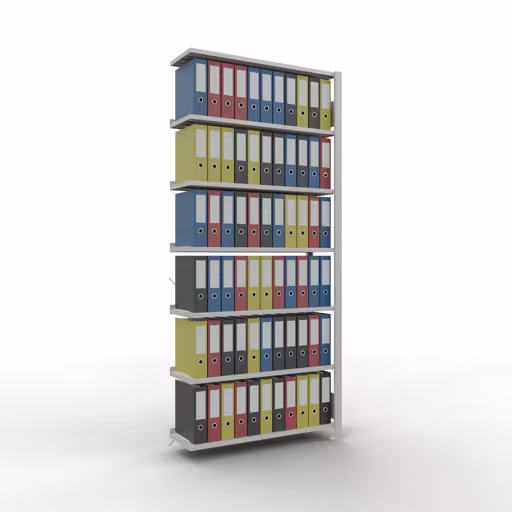 Produktbild Nr 17 des Artikels Anbauregal, Büro-Fachbodenregal Stecksystem MULTIplus85, 2300 x 1000 x 300 mm (HxBxT), 7 Fachböden, Kreuzstrebe, mit Anschlagleiste, lichtgrau Abbildung Nr 17 des Artikels Anbauregal, Büro-Fachbodenregal Stecksystem MULTIplus85, 2300 x 1000 x 300 mm (HxBxT), 7 Fachböden, Kreuzstrebe, mit Anschlagleiste, lichtgrau aus der Produktgruppe Büroregale von der Marke Schulte Lagertechnik