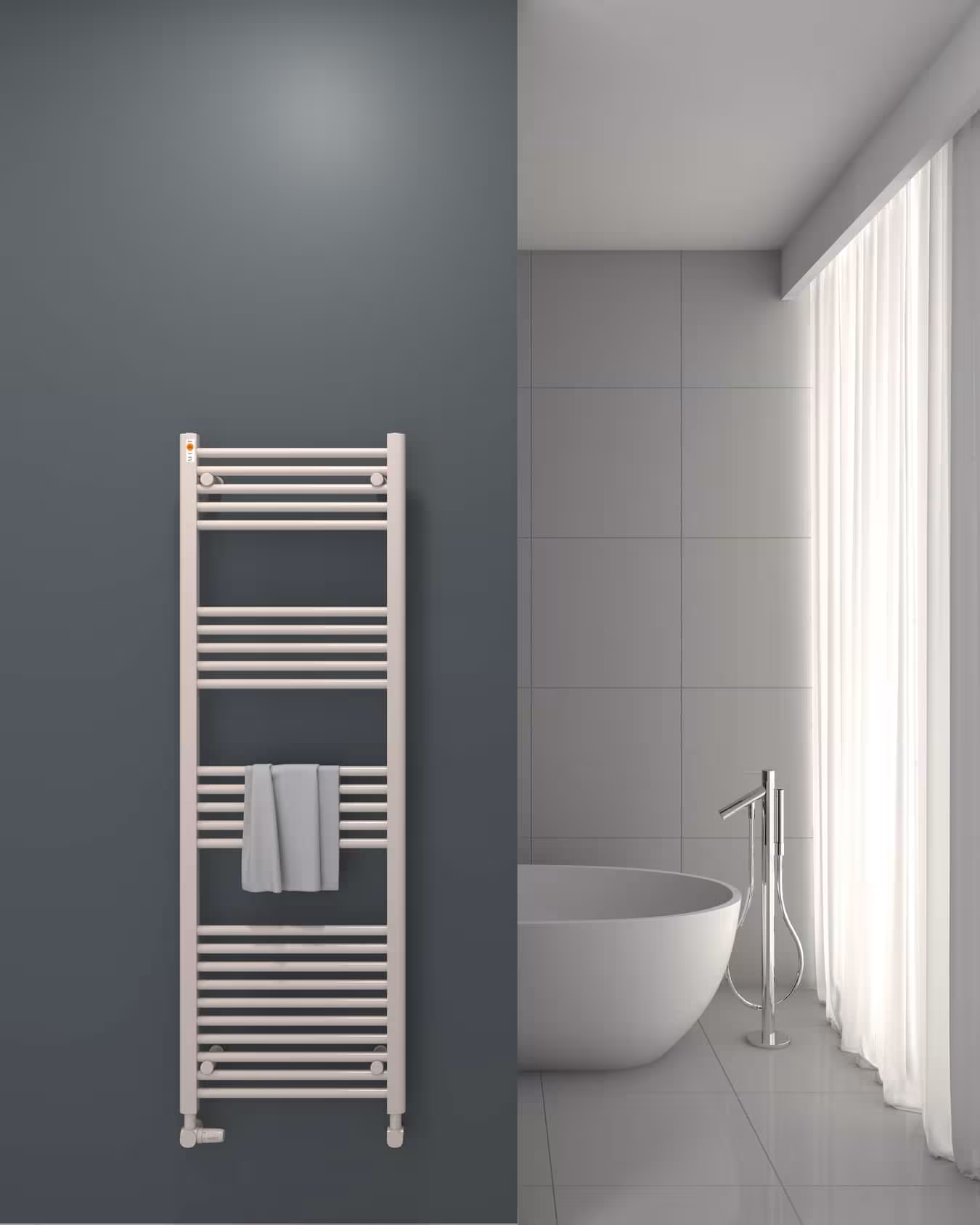 MERT Radiateur de salle de bain de rechange blanc droit, raccordement standard droite/gauche (PAS de raccordement central), radiateur de remplacement, réf. 1-50x150-S