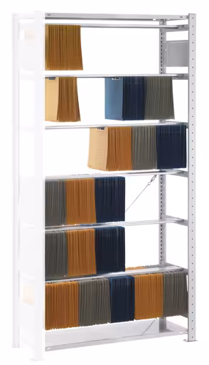 Scaffale aggiuntivo, ripiano per cucitrice a pendolo a innesto "Zippel", 2000 x 1000 x 350 mm (AxLxP), RAL 7035 grigio chiaro, 6 aste pendolari della marca Schulte Lagertechnik dal programma scaffali per ufficio