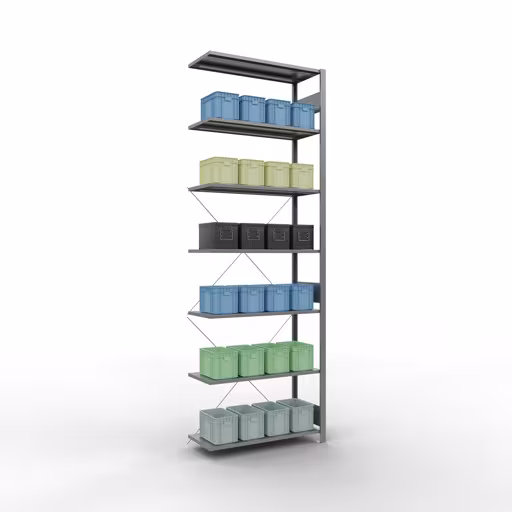 Scaffali aggiuntivi, scaffali, sistema a innesto MULTIplus150, 3000 x 1000 x 400 mm (AxLxP), 7 ripiani, traversa, zincato di Schulte Lagertechnik con l'articolo n. 12747