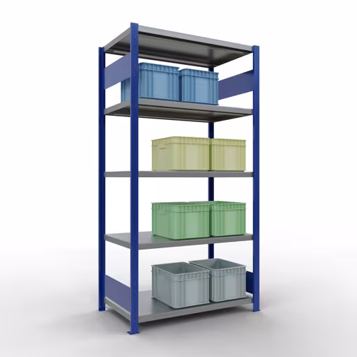 Figure n° 10 de l'article étagère de base, système d'étagères enfichables MULTIplus330, 2000 x 1000 x 600 mm, 5 étagères, RAL 5010 bleu gentiane/galvanisé du groupe de produits système enfichable de Schulte Lagertechnik