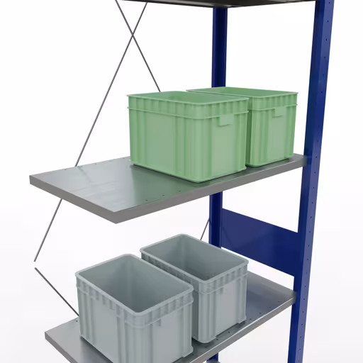, Système de rayonnage à étagères MULTIplus150, 3000 x 750 x 400 mm, 7 étagères, RAL 5010 bleu gentiane/galvanisé/galvanisé de Schulte Lagertechnik avec le numéro d'art. 12747-75-B