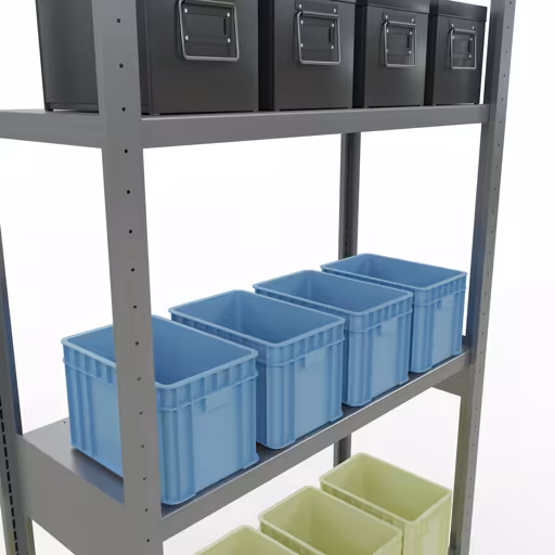 Image du produit n° 8 de l'article étagère de base, étagère, système enfichable MULTIplus250, 3000 x 1000 x 400 mm, 7 étagères, barres de longueur, galvanisé Figure n° 8 de l'article étagère de base, système d'étagères enfichables MULTIplus250, 3000 x 1000 x 400 mm, 7 étagères, galvanisées du groupe de produits système enfichable de Schulte Lagertechnik