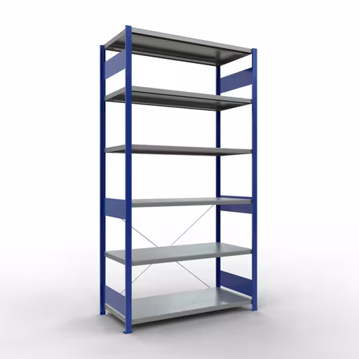 Figure n° 15 de l'article étagère de base, étagère, système enfichable MULTIplus250, 2500 x 1300 x 600 mm, 6 étagères, RAL 5010 bleu gentiane/galvanisé du groupe de produits système enfichable de la marque Schulte Lagertechnik