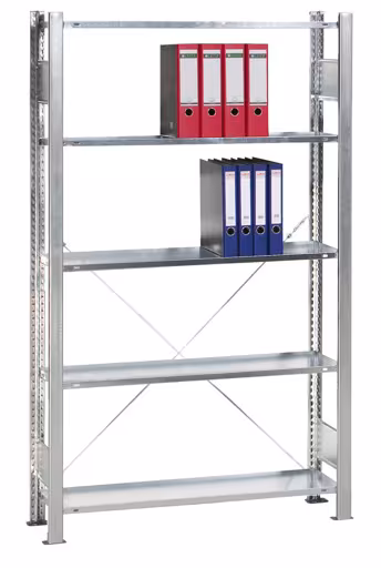 , système d'étagères de bureau MULTIplus150 système à vis, 1800 x 1000 x 600 mm, 5 étagères, galvanisé, sans butée centrale de Schulte Lagertechnik de la catégorie étagères de bureau