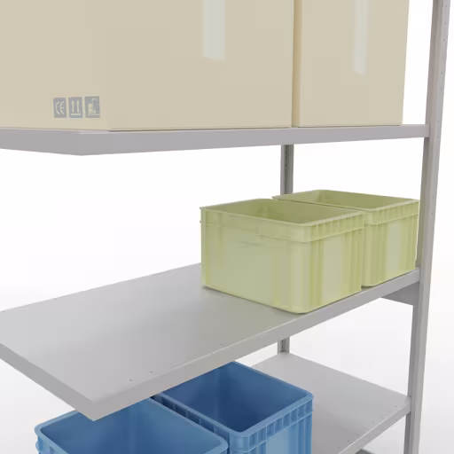 Image supplémentaire de l'article Système d'étagères MULTIplus250, 2500 x 1300 x 600 mm, 6 étagères, RAL 7035 gris clair à partir d'une étagère supplémentaire