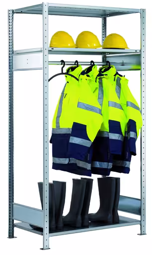Étagère de base, étagère d'armoire MULTIplus150 2000 x 750 x 600 mm, galvanisée, 3 étagères, 1 tringle à vêtements de Schulte Lagertechnik de la gamme d'étagères