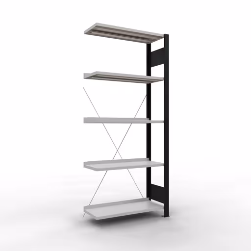 Figure n° 10 de l'article étagère complémentaire, système d'étagères de bureau MULTIplus85, 1800 x 750 x 300 mm (HxLxP), 5 étagères, noir/gris clair de la gamme d'étagères de bureau de Schulte Lagertechnik