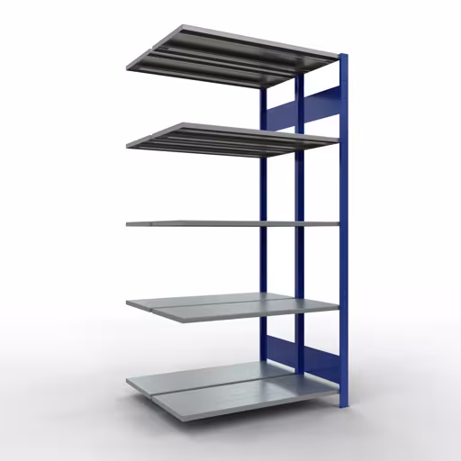 Image supplémentaire de l'article Étagère supplémentaire, étagère double, système d'étagères enfichable MULTIplus150, 2000 x 1000 x (2x400) mm, 2x5 étagères, RAL 5010 bleu gentiane à partir d'étagères doubles