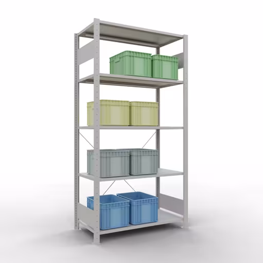 Figure n° 16 de l'article étagère de base, système d'étagères enfichables MULTIplus85, 2000 x 1000 x 500 mm, 5 étagères, traverse, gris clair RAL 7035 du groupe de produits système enfichable de la marque Schulte Lagertechnik