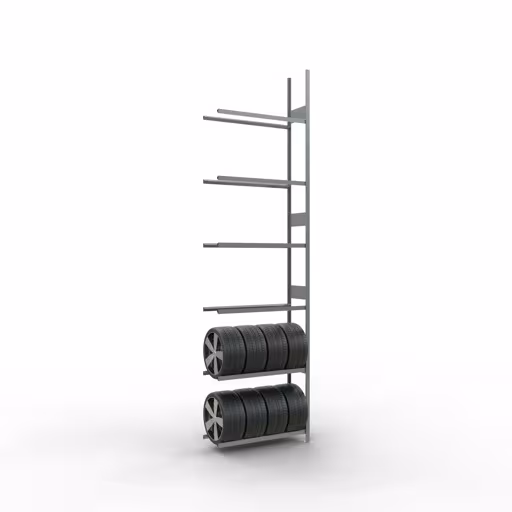 Figure n° 11 de l'article, rayonnage à roues/pneus, 4500 x 1200 x 400 mm, galvanisé, 6 niveaux de stockage avec une charge de compartiment de 150 kg par niveau du groupe de produits rayonnages à étagères de Schulte Lagertechnik