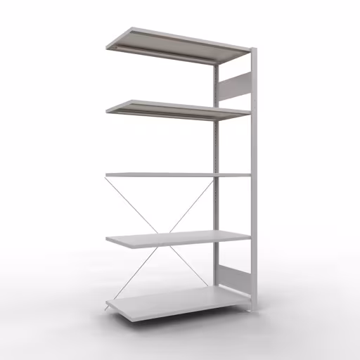 Étagère supplémentaire, étagère, système enfichable MULTIplus85, 2000 x 1000 x 500 mm (HxLxP), 5 étagères, traverse, RAL 7035 gris clair, étagère supplémentaire, réf. 33055