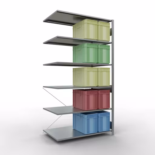 Une autre vue de l'article Tablette supplémentaire pour système enfichable 2500x1300x800 mm, type 150 kg, galvanisée de la catégorie Système enfichable