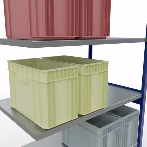 Figure n° 15 de l'article étagère complémentaire, étagère à étagères, système enfichable MULTIplus250, 3000 x 1300 x 800 mm, 7 étagères, RAL 5010 bleu gentiane/galvanisé du groupe de produits système enfichable de Schulte Lagertechnik