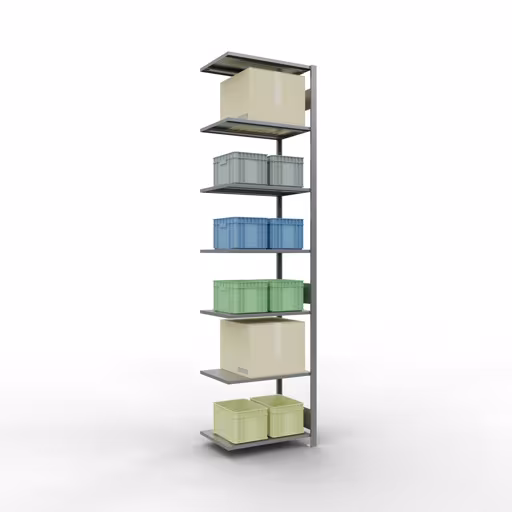 Scaffali aggiuntivi, scaffali, sistema a innesto MULTIplus150, 3000 x 750 x 500 mm (AxLxP), 7 ripiani, barre longitudinali, zincato della marca Schulte Lagertechnik dalla gamma di prodotti dei sistemi a innesto