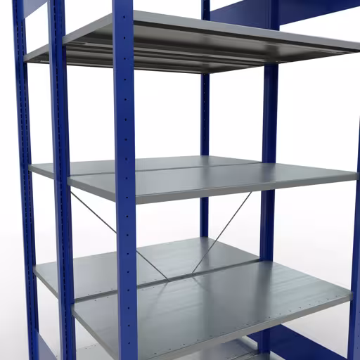 Immagine aggiuntiva dell'articolo Scaffale base, scaffale doppio, sistema a innesto per scaffale MULTIplus150, 2000 x 1000 x (2x500) mm (AxLxP), 2x5 ripiani, traversa, RAL 5010 blu genziana da ripiani doppi