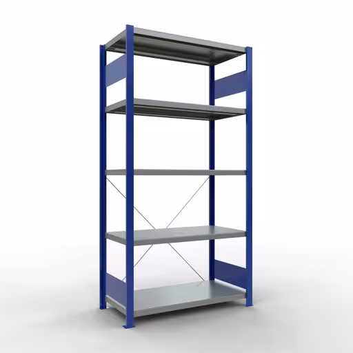 Figure n° 7 de l'article étagère de base, étagère, système enfichable MULTIplus330, 2000 x 1000 x 500 mm, 5 étagères, traverse, RAL 5010 bleu gentiane/galvanisé du groupe de produits système enfichable de Schulte Lagertechnik