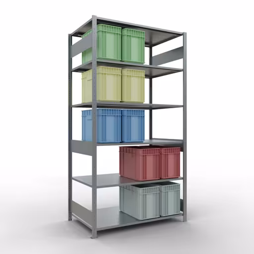 Scaffale base, scaffale, sistema a innesto MULTIplus150, 2500 x 1300 x 800 mm (AxLxP), 6 ripiani, barre longitudinali, zincato della categoria scaffale base con GTIN 4004514281326 Scaffale base, scaffale, sistema a innesto MULTIplus150, 2500 x 1300 x 800 mm (AxLxP), 6 ripiani, barre longitudinali, zincato della marca Schulte Lagertechnik della gamma dei sistemi a innesto