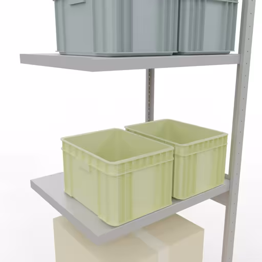 Figure n° 14 de l'article étagère complémentaire, étagère à étagères, système enfichable MULTIplus250, 3000 x 750 x 600 mm, 7 étagères, gris clair RAL 7035 du groupe de produits système enfichable de la marque Schulte Lagertechnik
