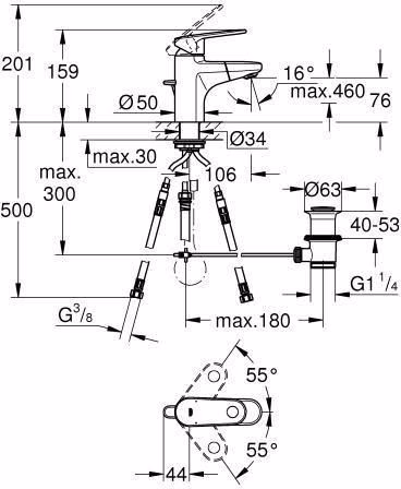 Miscelatore monocomando GROHE per lavabo Europlus 33155_2 con bocca estraibile cromo