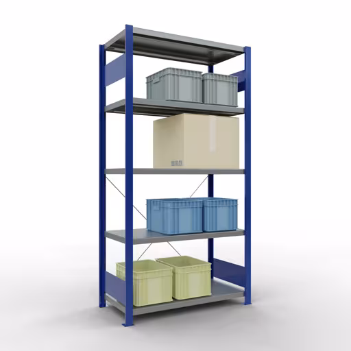 Figure n° 13 de l'article étagère de base, système d'étagères enfichables MULTIplus330, 2000 x 1000 x 500 mm, 5 étagères, RAL 5010 bleu gentiane/galvanisé du groupe de produits système enfichable de la marque Schulte Lagertechnik