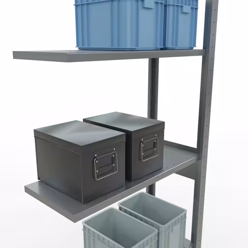 Scaffali aggiuntivi, scaffali, sistema a innesto MULTIplus150, 2500 x 750 x 300 mm (AxLxP), 6 ripiani, barre longitudinali, zincato con GTIN 4004514279781 Scaffali aggiuntivi, scaffali, sistema a innesto MULTIplus150, 2500 x 750 x 300 mm (AxLxP), 6 ripiani, barre longitudinali, zincato di Schulte Lagertechnik con l'articolo n. 12736-75-LR