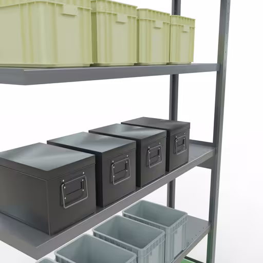 Image du produit n° 15 de l'article Rayonnage complémentaire, rayonnage à étagères, système enfichable MULTIplus250, 2500 x 1300 x 300 mm, 6 étagères, barres longitudinales, galvanisé Figure n° 15 de l'article, système d'étagères MULTIplus250, système enfichable, 2500 x 1300 x 300 mm, 6 étagères, galvanisé du groupe de produits système enfichable de Schulte Lagertechnik