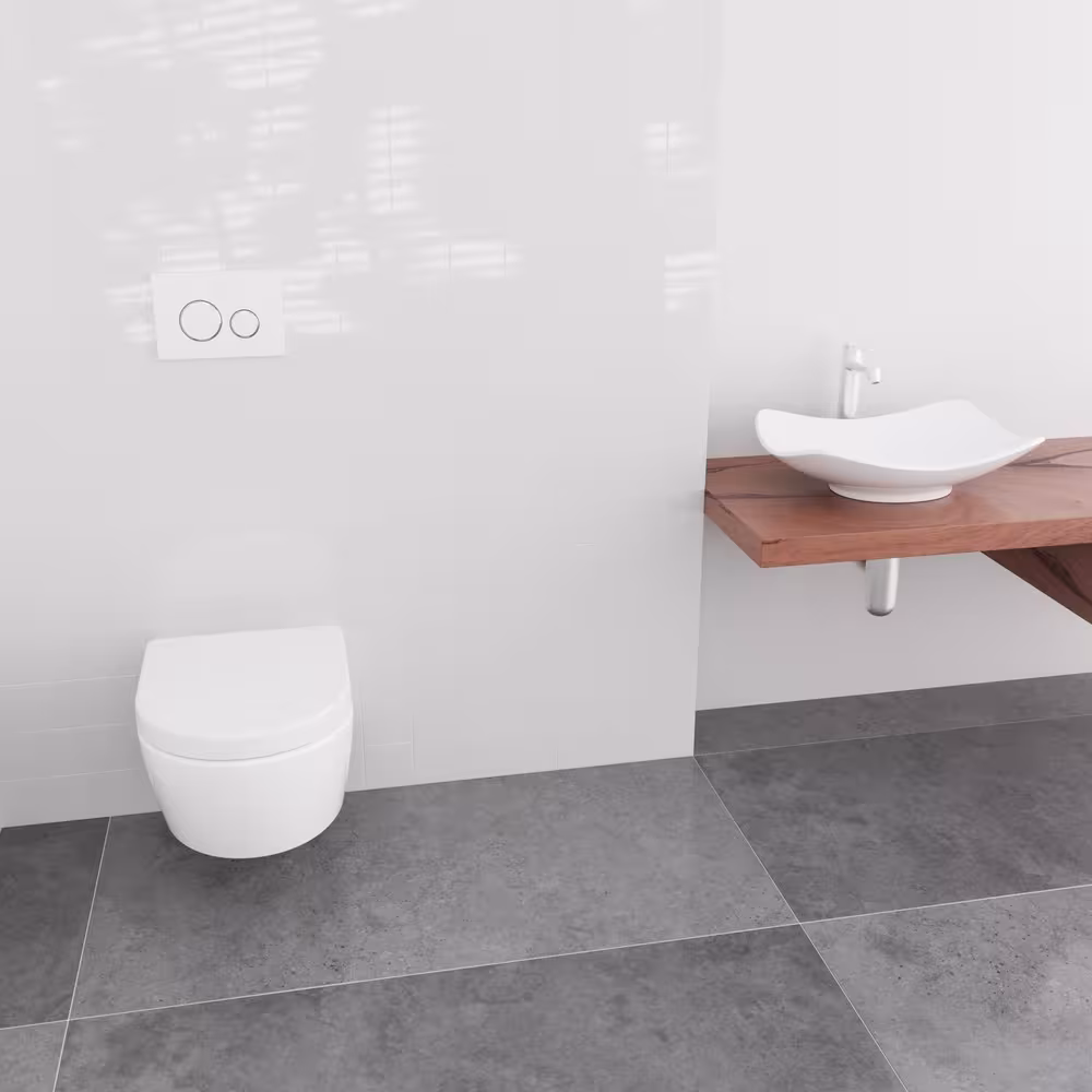 Abattant WC D650 en forme de D blanc avec mécanisme de fermeture amortie, y compris pour ME de Starck de la marque LUVETT de la gamme de produits en céramique pour salle de bain