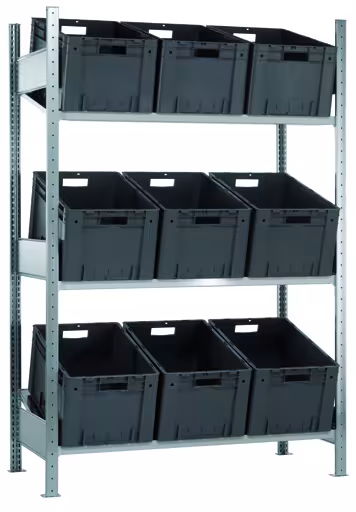 Rayonnage supplémentaire, étagère inclinée MULTIplus150, 2000 x 1000 x 600 mm, galvanisé/RAL 7035 gris clair, 3 étagères de Schulte Lagertechnik de la gamme d'étagères