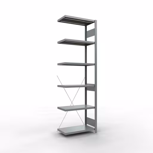 Figura n. 9 dell'articolo scaffale aggiuntivo, scaffale a scaffale, sistema a innesto MULTIplus250, 2500 x 750 x 400 mm (AxLxP), 6 ripiani, traversa, zincato del gruppo di prodotti sistema a innesto della marca Schulte Lagertechnik