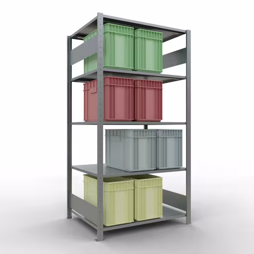 Immagine del prodotto n. 12 dell'articolo scaffale base, scaffale, sistema a innesto MULTIplus150, 2000 x 1000 x 800 mm (AxLxP), 5 ripiani, barre longitudinali, zincato dalla gamma di prodotti del sistema a innesto della marca Schulte Lagertechnik