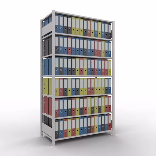 Produktbild Nr 11 des Artikels Grundregal, Büro-Fachbodenregal Stecksystem MULTIplus150, 2300 x 1300 x 600 mm (HxBxT), 7 Fachböden, Längenriegel, mit Mittelanschlag, lichtgrau Abbildung Nr 11 des Artikels Grundregal, Büro-Fachbodenregal Stecksystem MULTIplus150, 2300 x 1300 x 600 mm (HxBxT), 7 Fachböden, Längenriegel, mit Mittelanschlag, lichtgrau aus der Produktgruppe Büroregale von der Marke Schulte Lagertechnik