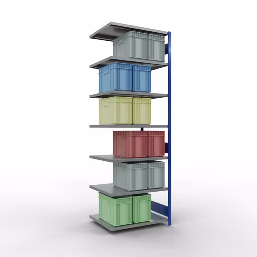 Figura n. 16 dell'articolo scaffale aggiuntivo, scaffale, sistema a innesto MULTIplus330, 3000 x 1000 x 800 mm, 7 ripiani, RAL 5010 blu genziana/zincato del gruppo di prodotti sistema a innesto della marca Schulte Lagertechnik