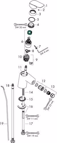 Hansgrohe Mitigeur monocommandé pour bidet 70 LOGIS diamètre nominal 15 avec garniture de vidage à tirette G 1 1/4 pouce chrome