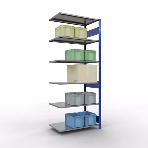Figure n° 12 de l'article étagère complémentaire, étagère à étagères, système enfichable MULTIplus85, 2500 x 1000 x 600 mm, 6 étagères, RAL 5010 bleu gentiane du groupe de produits système enfichable de la marque Schulte Lagertechnik