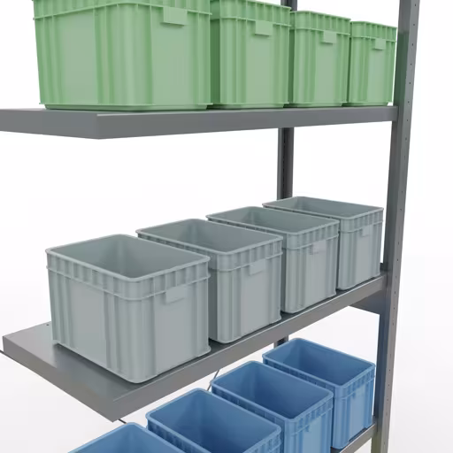 Rayonnage supplémentaire, étagère MULTIplus250, système enfichable, 2500 x 1000 x 400 mm (HxLxP), 6 tablettes, traverse, galvanisé avec GTIN 4004514203007 Rayonnage supplémentaire, étagère, système enfichable MULTIplus250, 2500 x 1000 x 400 mm, 6 étagères, galvanisé de Schulte Lagertechnik avec le numéro d'article. 12946