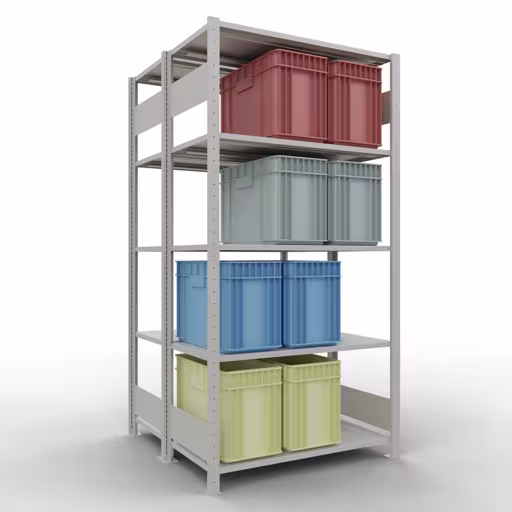 Étagère de base, étagère double, étagère, système enfichable MULTIplus150, 2000 x 1000 x (2x500) mm, 2x5 étagères, gris clair RAL 7035 de Schulte Lagertechnik avec le réf. 33150